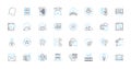Digital applications linear icons set. Innovation, Interaction, Integration, Automation, Communication, Connectivity