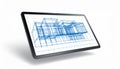 Digital Architecture Blueprint on a Modern Tablet Royalty Free Stock Photo