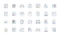 Digital archiving line icons collection. Preservation, Storage, Backup, Retrieval, Conversion, Longevity, Indexing