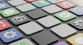 A digital array of app icons arranged in a grid pattern. Icons are square with soft Royalty Free Stock Photo