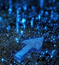 Digital Arrow Symbolizing Growth and Progress on Circuit Board Background with Blue Light Effects, copy space for text Royalty Free Stock Photo