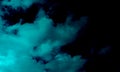 Abstract Sky Blue Smoke In Dark Black Background.Smoke background. Royalty Free Stock Photo