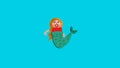 Digital art animation screen with theme of Mermaid,funny catoon character,sailing in the ocean