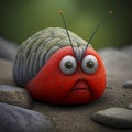 A Digital Art Depiction of a Cute-looking Bug with Big Eyes, Delicate Antennae, and Soft, Fuzzy Texture Has a Comically Angry