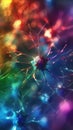 A digital art depiction of rainbow colored neurons Royalty Free Stock Photo