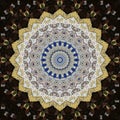 Digital art design, pattern with tiles seen through kaleidoscope Royalty Free Stock Photo