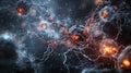 Digital art environment dynamic cellular communication representation in abstract science visualization