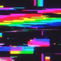 Digital art featuring vibrant glitch effects on a black backgroun Royalty Free Stock Photo
