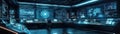 digital art of a futuristic control room with holographic interfaces and AI-driven analytics, photo-realistic, detailed, space for