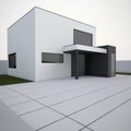 Digital art generative Modern house minimalist on white floor with empty wall background in real estate sale or property