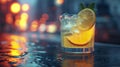 Digital art of a glass of lemonade with beautiful light effects.