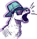 Digital art of a graffiti hip hop llama with sunglasses screaming.