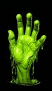 Digital Art Illustration of Sticky Green Fluorescent Booger Liquid Hand. Generative ai