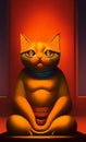 Digital art of a meditating cat in a fantasy setting Royalty Free Stock Photo