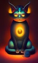 Digital art of a meditating cat in a fantasy setting Royalty Free Stock Photo