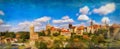 Digital art oil painting of a panorama cityscape view of the old town of Bautzen in Saxony Royalty Free Stock Photo