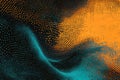 Digital art with orange and teal dots forming a wavy landscape Royalty Free Stock Photo