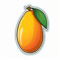 Digital Art: Outlined Mango Sticker On White Background