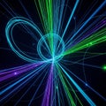 A digital art piece featuring a complex network of multicolored light strands against a Royalty Free Stock Photo