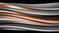 A digital art piece featuring a series of overlapping wave-like patterns in shades of gray, black, and orange.