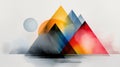 A digital art piece featuring a vibrant triangle formation with a sun-like shape in the background. Royalty Free Stock Photo