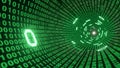 A green tunnel with binary code in the middle (ai generated) Royalty Free Stock Photo