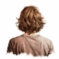 Digital Art Portrait: Curly Brown Hair In Watercolor Style