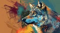 Digital art, portrait wolf, ai artwork