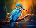 Digital art of spm beautiful kingfisher birds.