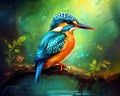 Digital art of spm beautiful kingfisher birds.