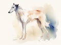 Digital art in the style of a watercolor painting of a beautiful russian borzoi dog, standing Royalty Free Stock Photo