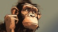 Digital Art Of A Thinking Chimp In Greg Tocchini Style Royalty Free Stock Photo