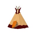 Digital art tribal teepee, isolated campsite tent. Boho vintage America traditional native ornament wigwam. Indian Royalty Free Stock Photo
