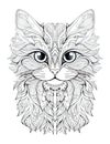 Digital Art In White Background Cute Cat Abstract Detailed Zentangle