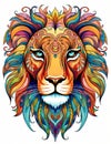 Digital art in white background cute lion abstract detailed zentangle