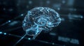 Digital Artificial Intelligence Brain with Glowing Neural Connections in a Cyber Matrix Background Royalty Free Stock Photo