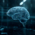 Digital Artificial Intelligence Brain with Glowing Neural Connections in a Cyber Matrix Background Royalty Free Stock Photo