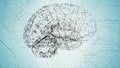 Digital Artificial Intelligence dark blue brain apperas in binary data scan