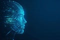 Digital Artificial Intelligence Human Head Profile with Circuits Royalty Free Stock Photo