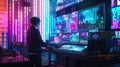 Digital Artist with AI in High-Tech Studio AIG60