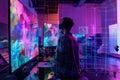 Digital Artist with AI in High-Tech Studio AIG60