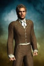 Artistic painterly illustration of a handsome man wearing Regency style clothing