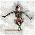 Digital artistic Sketch of a Cyborg Royalty Free Stock Photo