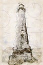 Digital artistic Sketch of a Lighthouse in Karlskrona in Sweden