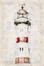 Digital artistic Sketch of a Lighthouse in Malmoe in Sweden