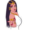 Digital artwork of a beautiful woman with accessories from Egypt. Conceptual art of Cleopatra