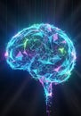 Digital artwork of a brain composed of interconnected polygonal Royalty Free Stock Photo