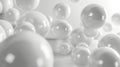 Digital artwork with 3D white spheres in abstract space, using rendering techniques
