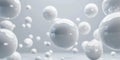 Digital artwork with 3D white spheres in abstract space, using rendering techniques