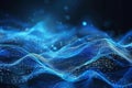 Digital artwork of digital data stream with blue glowing waves, futuristic background for video and television graphics Royalty Free Stock Photo